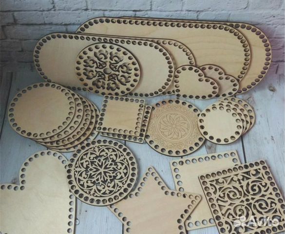 Деревянные донышки для вязания корзин и сумочек