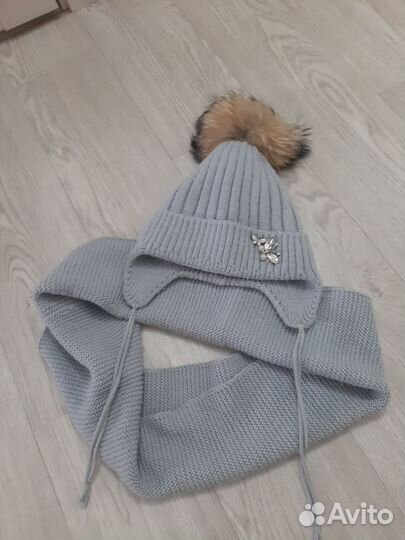 Комплект шапка и снуд для девочки