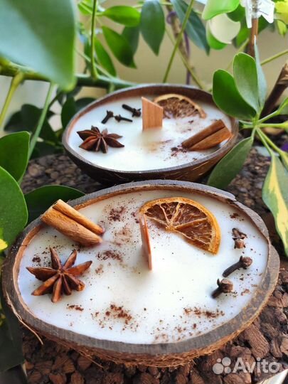 Свеча в кокосе соевая