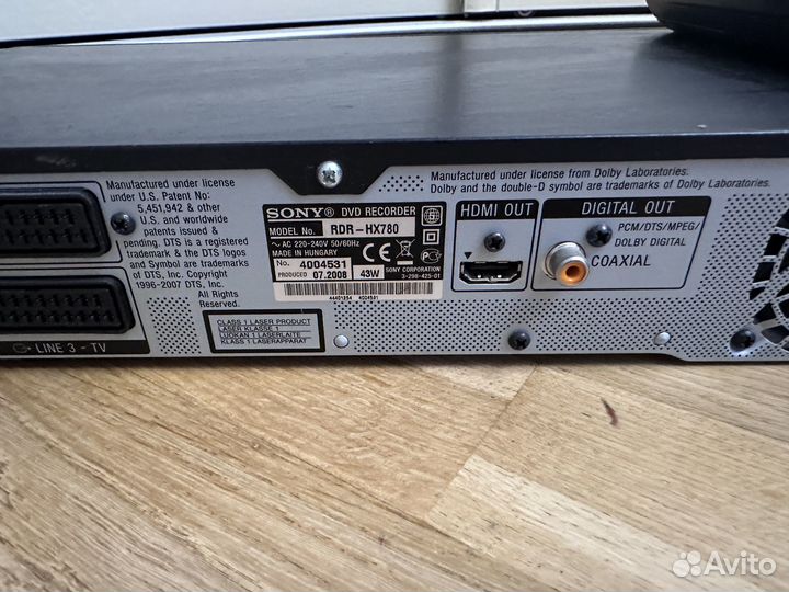 Продается DVD-Recorder Sony RDR-HX780