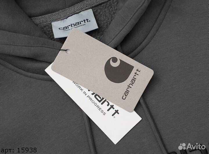 Худи Carhartt black brnd темно-серое