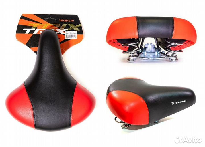 Седло trix комфорт 245x210 мм, пружинное, черно-красное (25)
