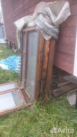 Деревянные окна со стеклом бу. 4шт