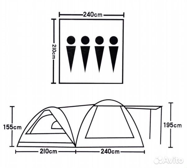 Палатка 4-х местная с шатром ly 1706