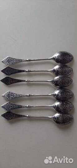 Кофейные серебряные ложки 875 пробы 6 шт