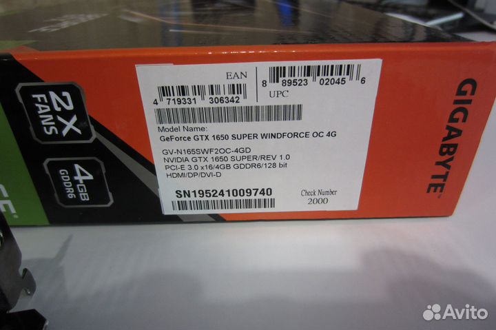 Gigabyte GeForce GTX 1650 super windforce OC 4G