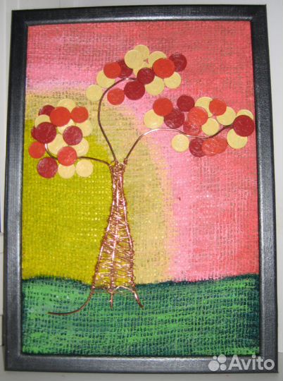 Картина денежное дерево из монет ручной работы