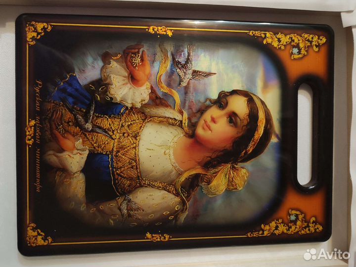 Лаковая миниатюра Палех доска разделочная