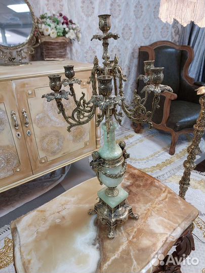 Подсвечники -канделябры.2 шт. Бронза -оникс