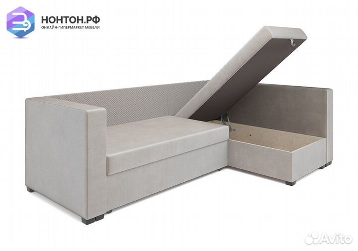 Угловой диван дельфин Мансберг вельвет бежевый