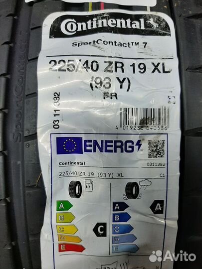 Continental ContiSportContact 7 225/40 R19 и 255/35 R19 96Y