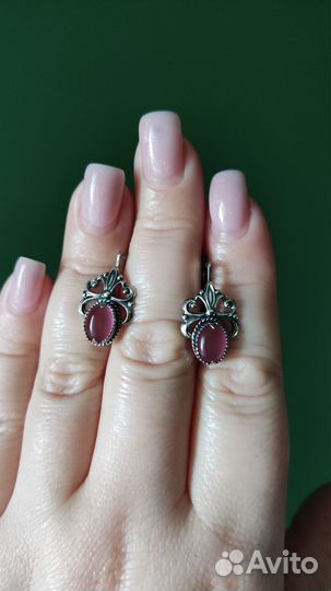 Серьги кошачий глаз