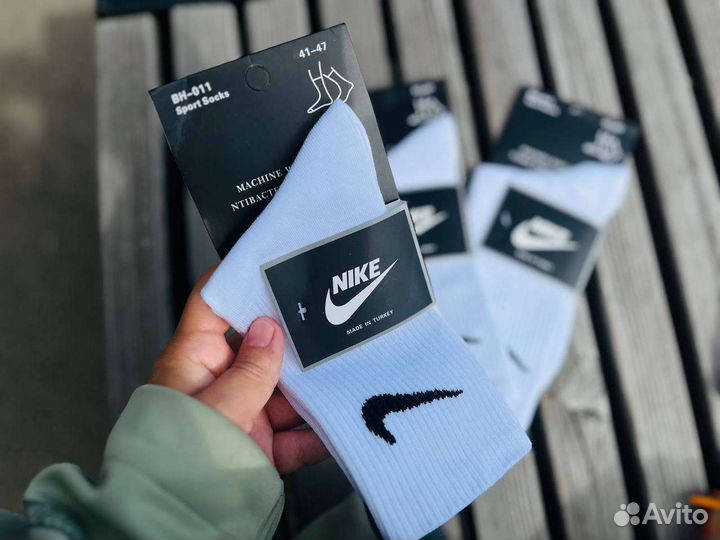 Носки nike высокие белые