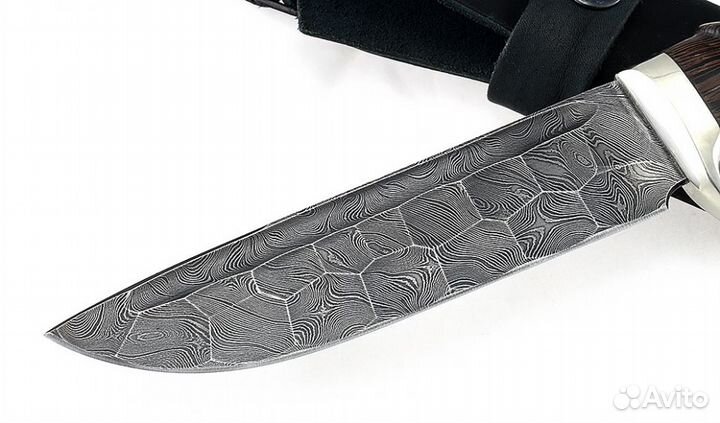 Нож Барракуда сталь дамаск полный камень рукоять в