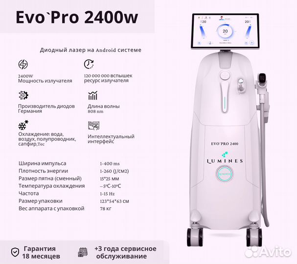 Аппарат для эпиляции Лю'Минес Evo Pro 2400 Вт