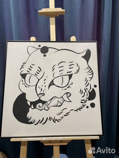 Картина тигр акрил графика