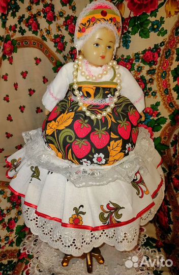 Кукла на чайник + расписной самовар