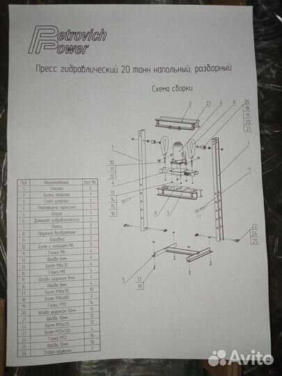 Пресс гидравлический разборный 20 тонн, Красноярск