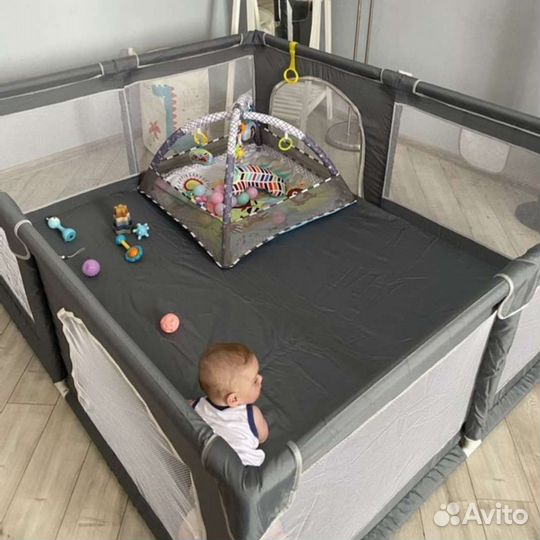 Манеж детский новый серый