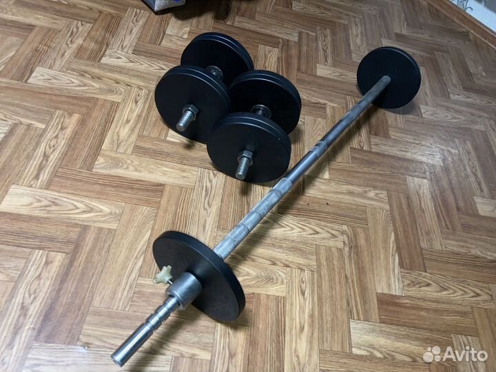 Штанга + гантели