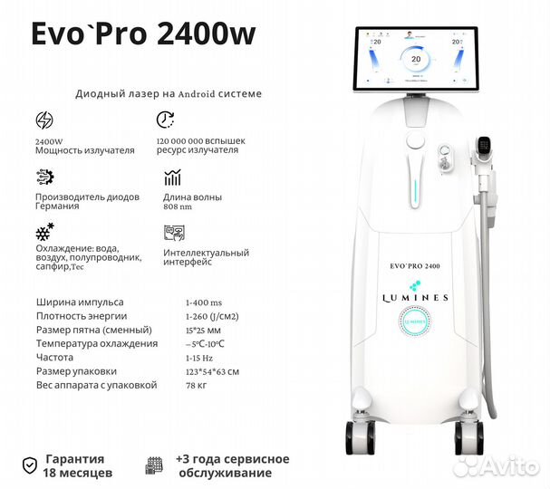 Диодный лазер для эпиляции Лю'Минес Evo-Pro 2400вт