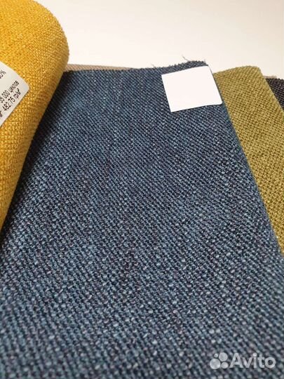 Ткань мебельная рогожка синяя