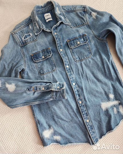 Джинсовка батник рубашка Zara man S