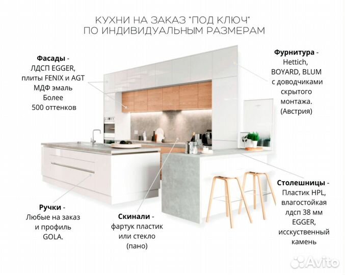 Кухонный гарнитур в современном стиле на заказ