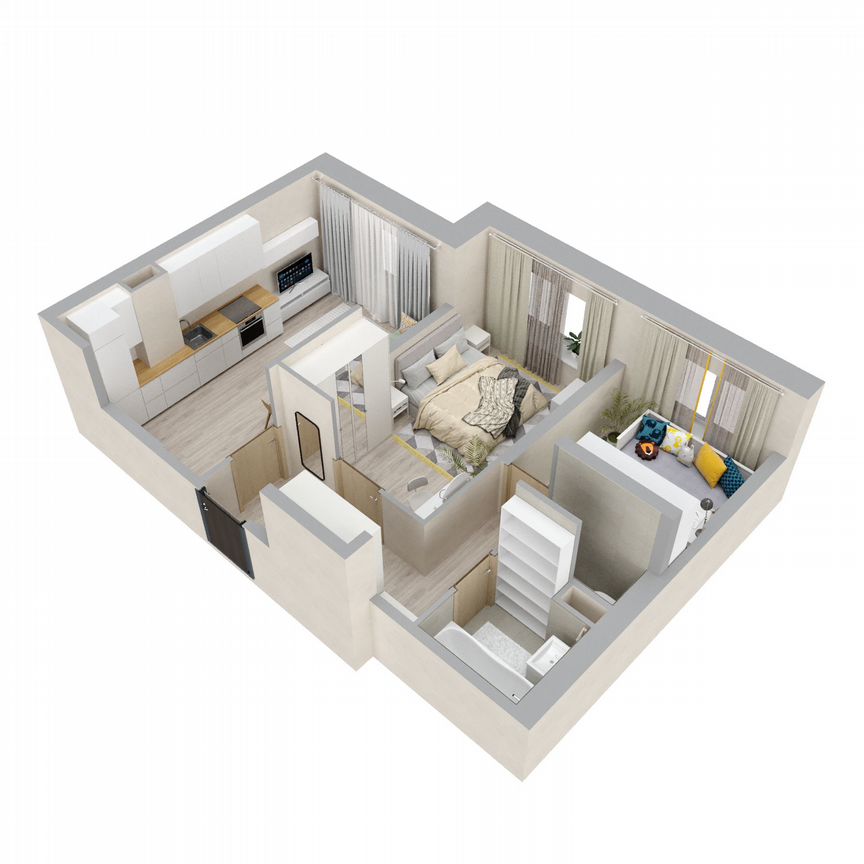 2-к. квартира, 52,5 м², 1/24 эт.