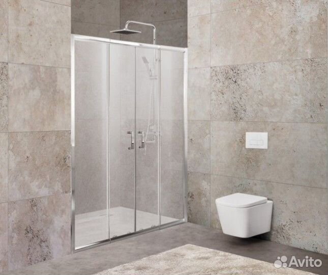 Душевая дверь BelBagno unique-BF-2-150/180 см, регулируемый размер, стекло рифленое