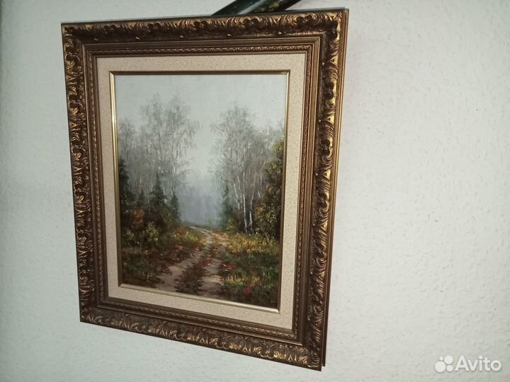 Картина маслом на холсте “ Аллея в лесу ”