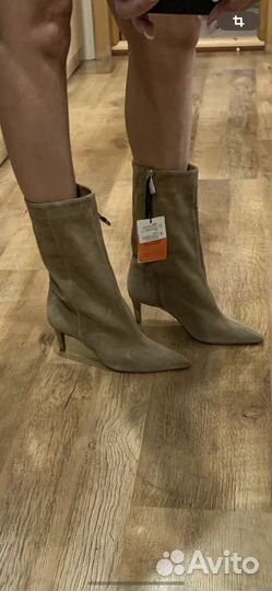 Ботильоны zara натуральная замша 35размер