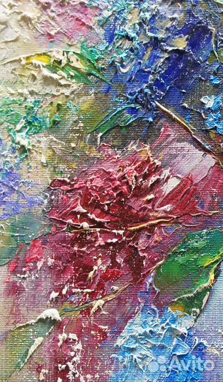 Картина маслом, Букет сирени, 30х30 см