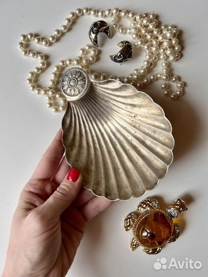 Шкатулка тарелочка ракушка перельница винтаж