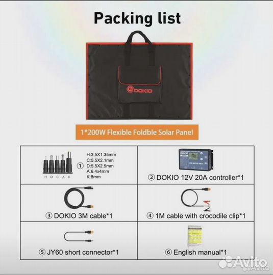 Солнечная панель Dokio ffsp-220M + 4 держателя