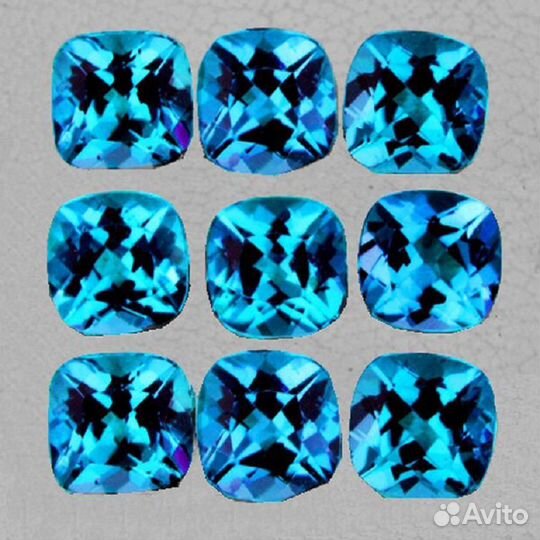 Топаз натуральный 3,04Ct 9шт 4х4мм Swiss Blue