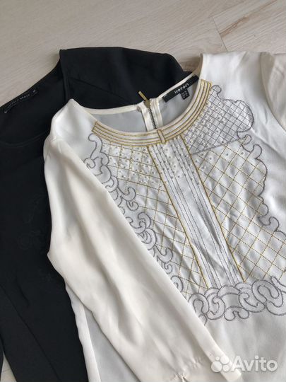Блузка Xs S белая с золотом