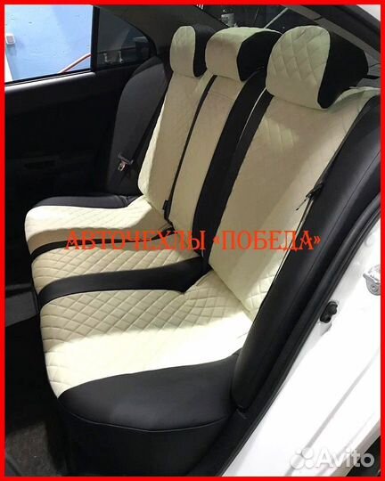 Чехлы Mitsubishi Lancer 10 2 из экокожи чёрно-белы