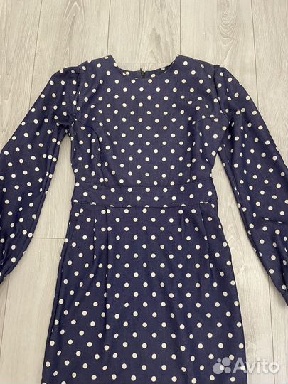 Платье джинсовое футляр 42-44 размер в горох