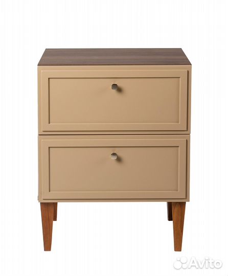 Тумба прикроватная деревянная с 2 ящиками бежевая