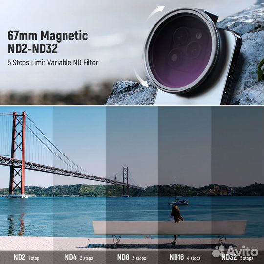 Фильтр ND2-32 для телефона neewer 67 мм