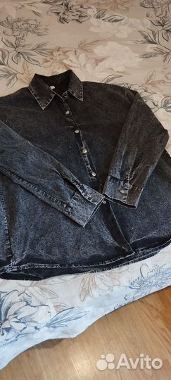 Рубашка джинсовая со стразами 52-54,56