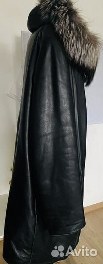 Куртка кожаная женская 54 56 с капюшоном