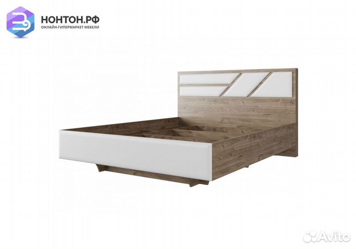 Кровать Лагуна-8 гикори темный / белый матовый