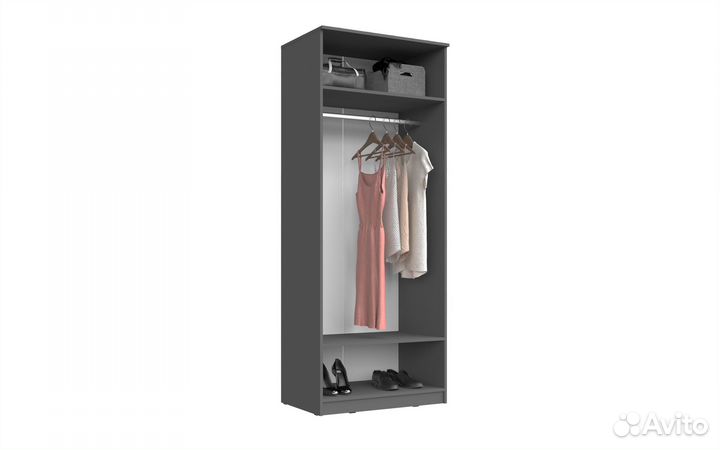 Шкаф 2-х ств платяной Челси Белый глянец/Графит