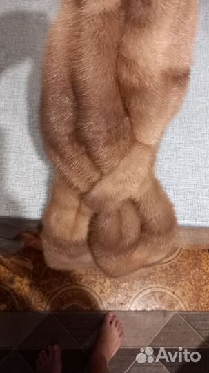 Шарф воротник из натуральной норки Золотистый орех