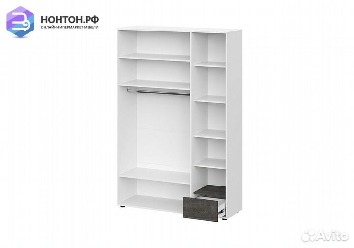 Шкаф 3х-створчатый комбинированный Анри белый текс