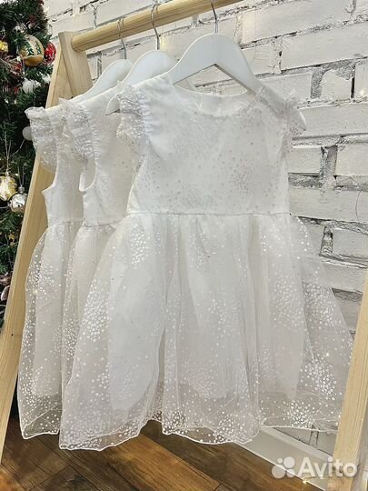 Платье белое снежинка бабочка 116