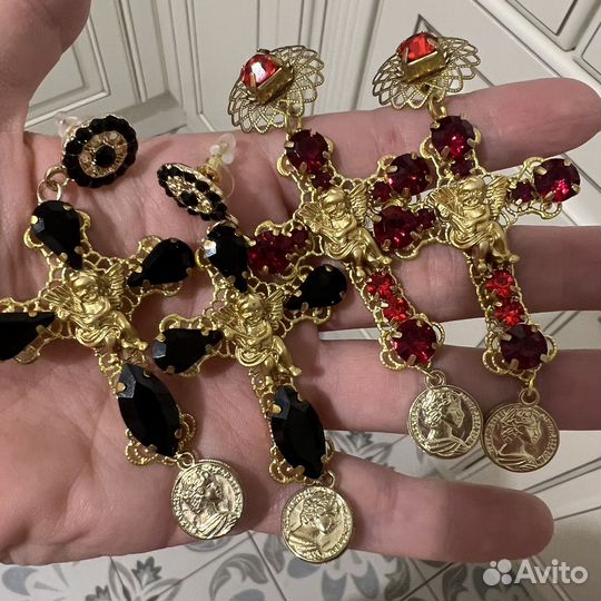 Серьги кресты ручной работы в стиле DG