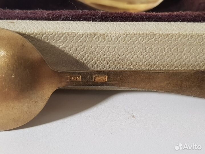 Ложки кофейные с эмалью. Серебро 875. СССР